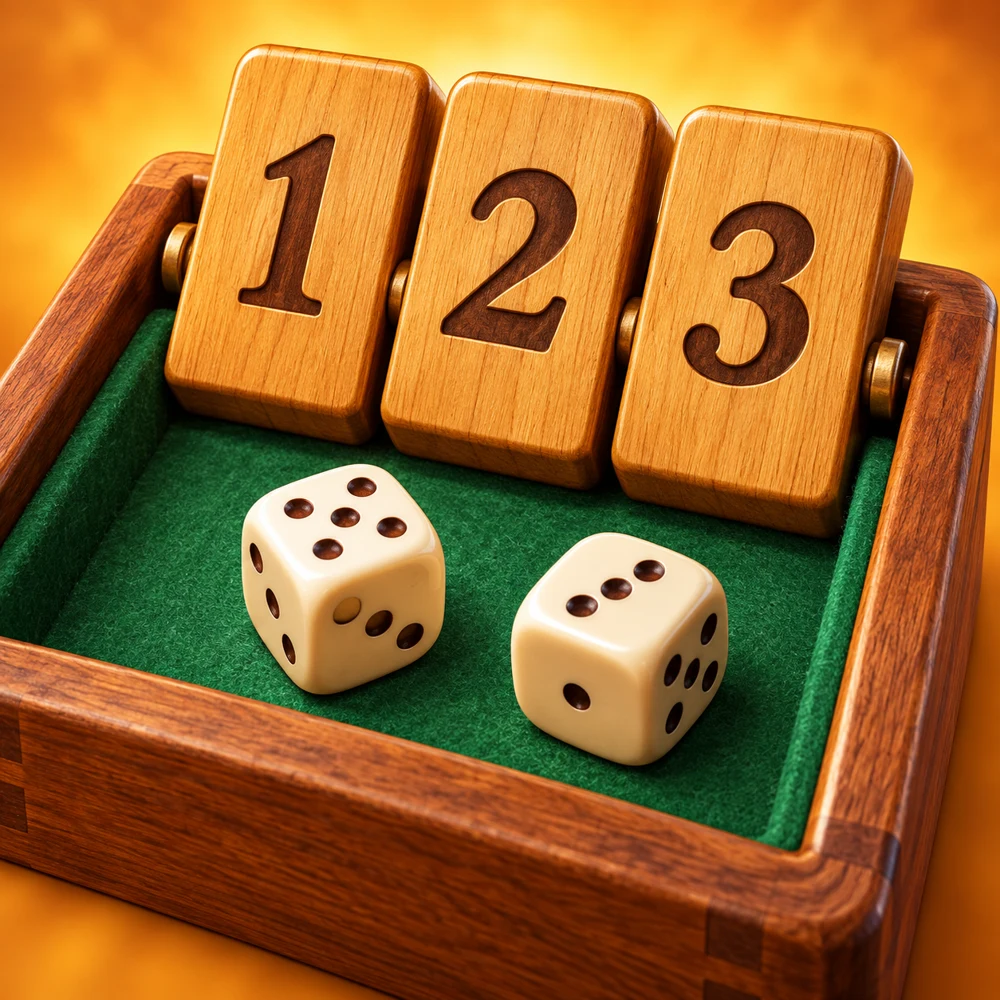 Shut the Box wooden number tiles and dice